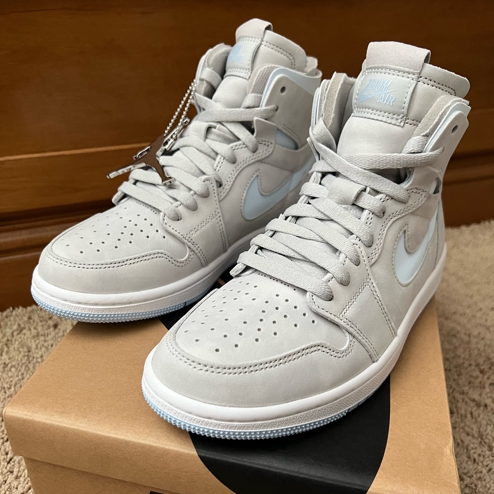 New Nike Air Jordan 1 Zoom Size 6.5 Women’s Grey Fog/White/Celestine Blue